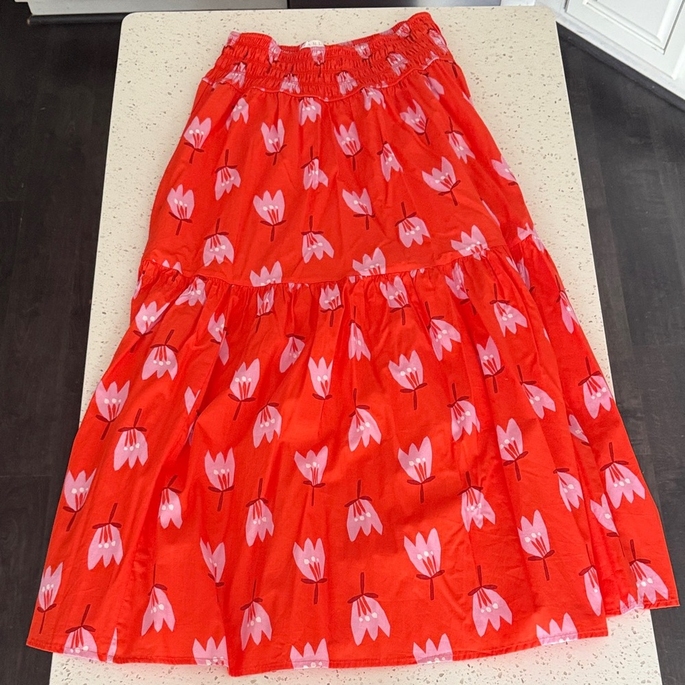 Karlie Vibrant Orange and Pink A-Line Skirt
